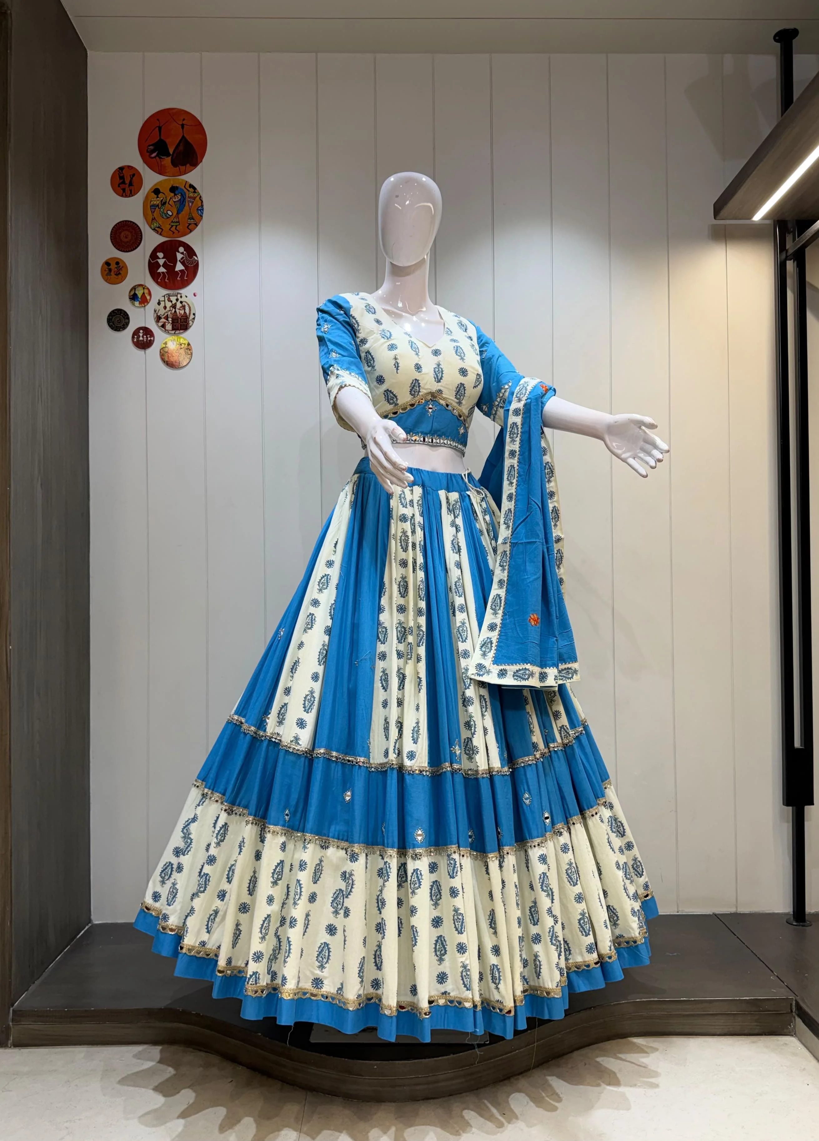 Kesar Mango Pure Cambric Cotton Lehenga Choli With Original Manual Mirror Work 5
