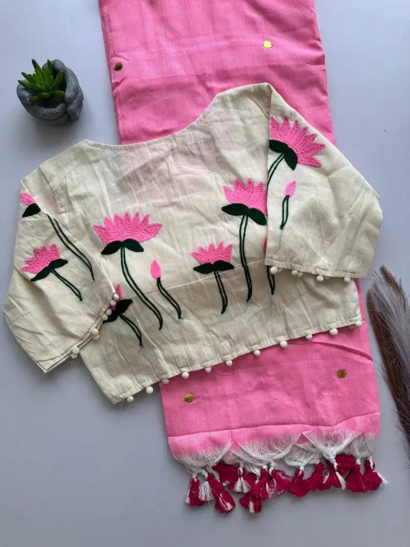 Khadi Vol 52 Khadi Cotton Saree With Embroidered Blouse Collection 10