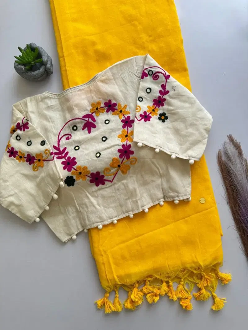 Khadi Vol 52 Khadi Cotton Saree With Embroidered Blouse Collection 2