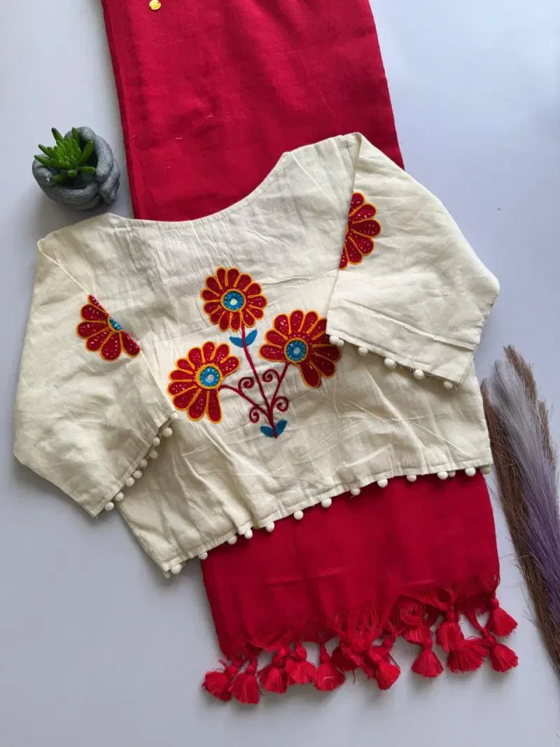 Khadi Vol 52 Khadi Cotton Saree With Embroidered Blouse Collection 6