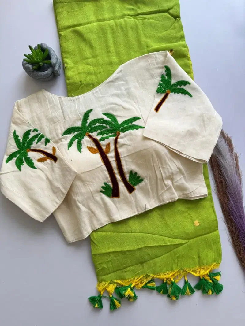 Khadi Vol 52 Khadi Cotton Saree With Embroidered Blouse Collection 7