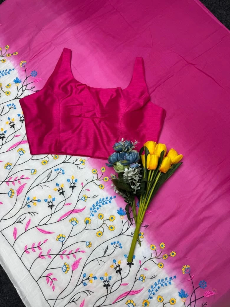Khadi Vol 53 Mul Cotton Flower Work Saree With Banglori Silk Blouse Collection 6