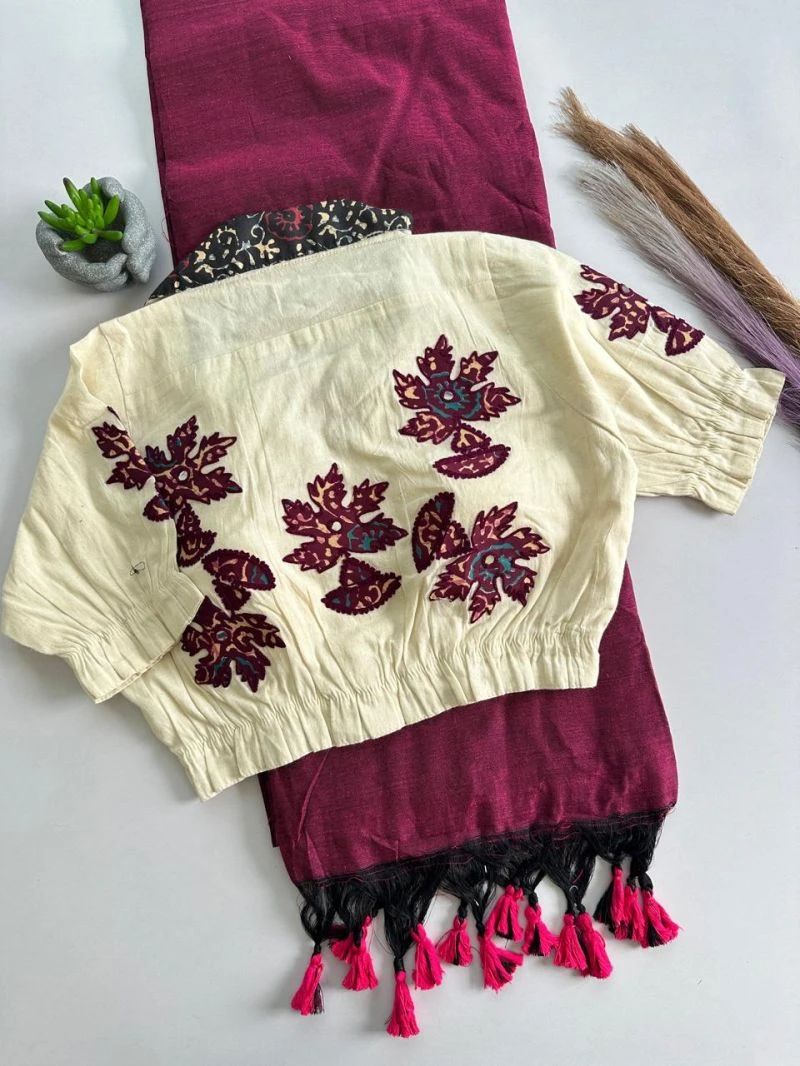 Khadi Vol 56 Khadi Cotton Saree With Khadi Aplic Blouse Collection 9