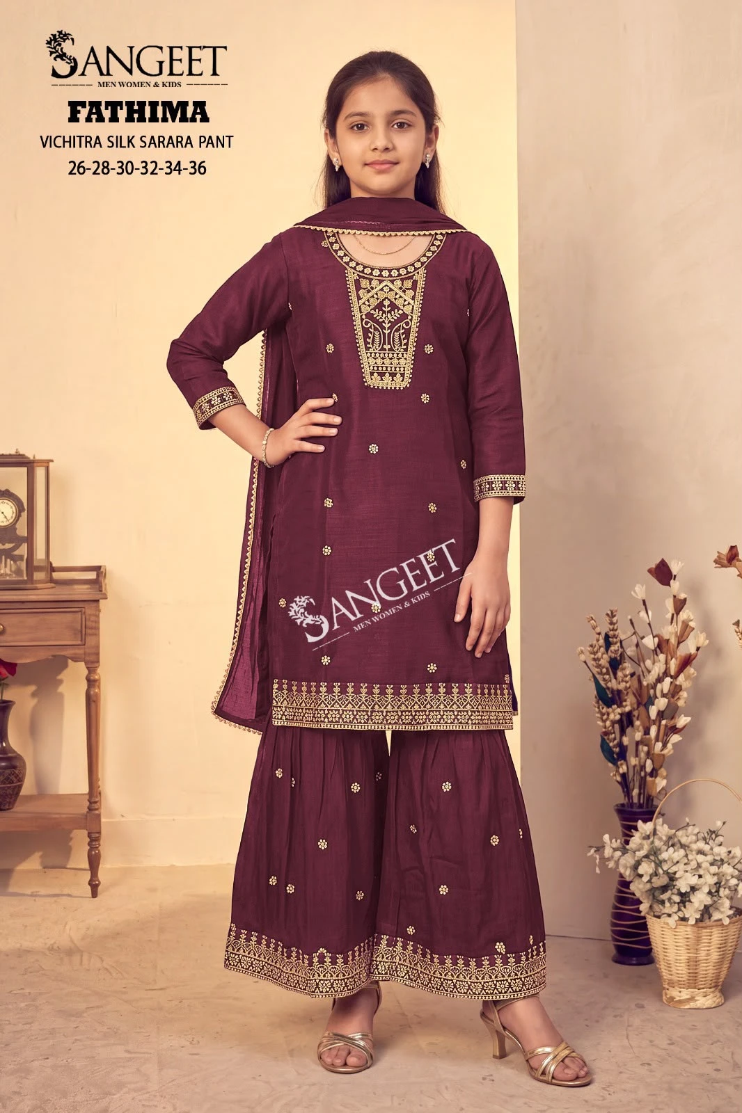 Kidswear Suit Wholesale Fathima In Vichitra Blooming Silk Fabric 3