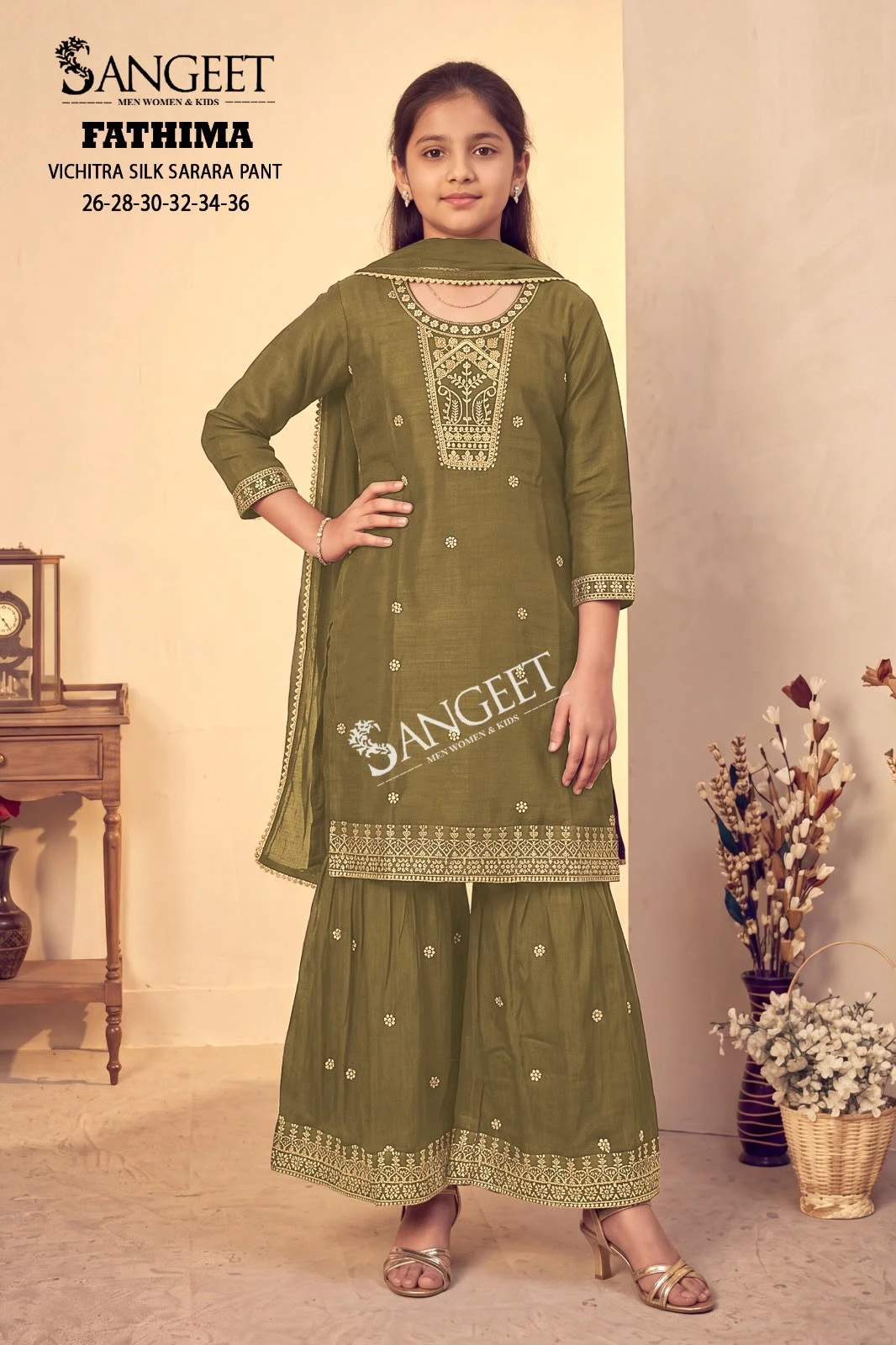 Kidswear Suit Wholesale Fathima In Vichitra Blooming Silk Fabric 4