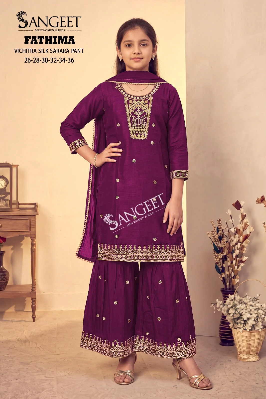 Kidswear Suit Wholesale Fathima In Vichitra Blooming Silk Fabric 5