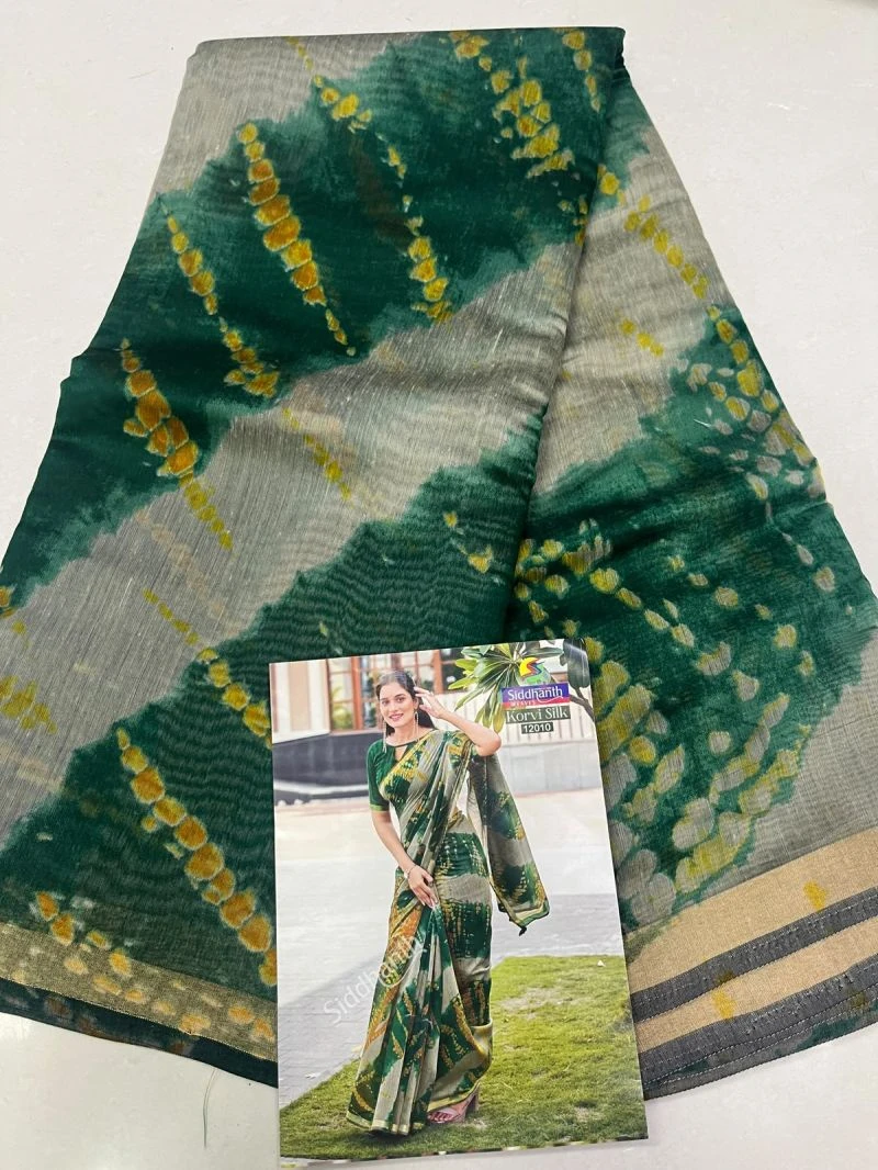 Korvi Part 1 Soft Cotton Leheriya Printed Saree Collection 3