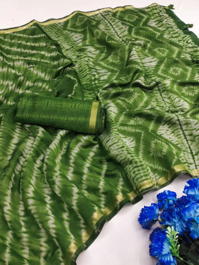 Korvi Part 1 Soft Cotton Leheriya Printed Saree Collection 4