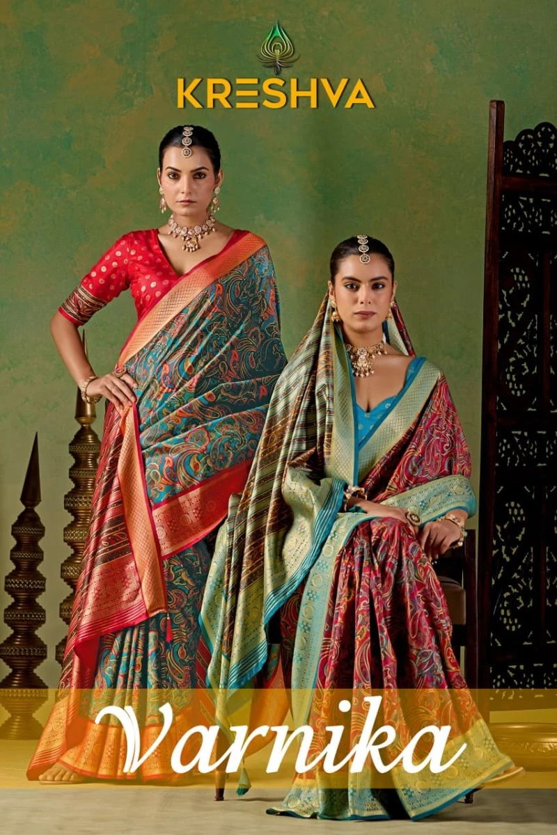Kreshva Varnika Pv Silk Viscose Weaving Digital Printed Saree Collection