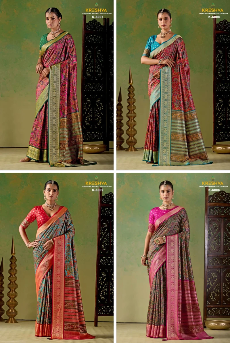 Kreshva Varnika Pv Silk Viscose Weaving Digital Printed Saree Collection 6