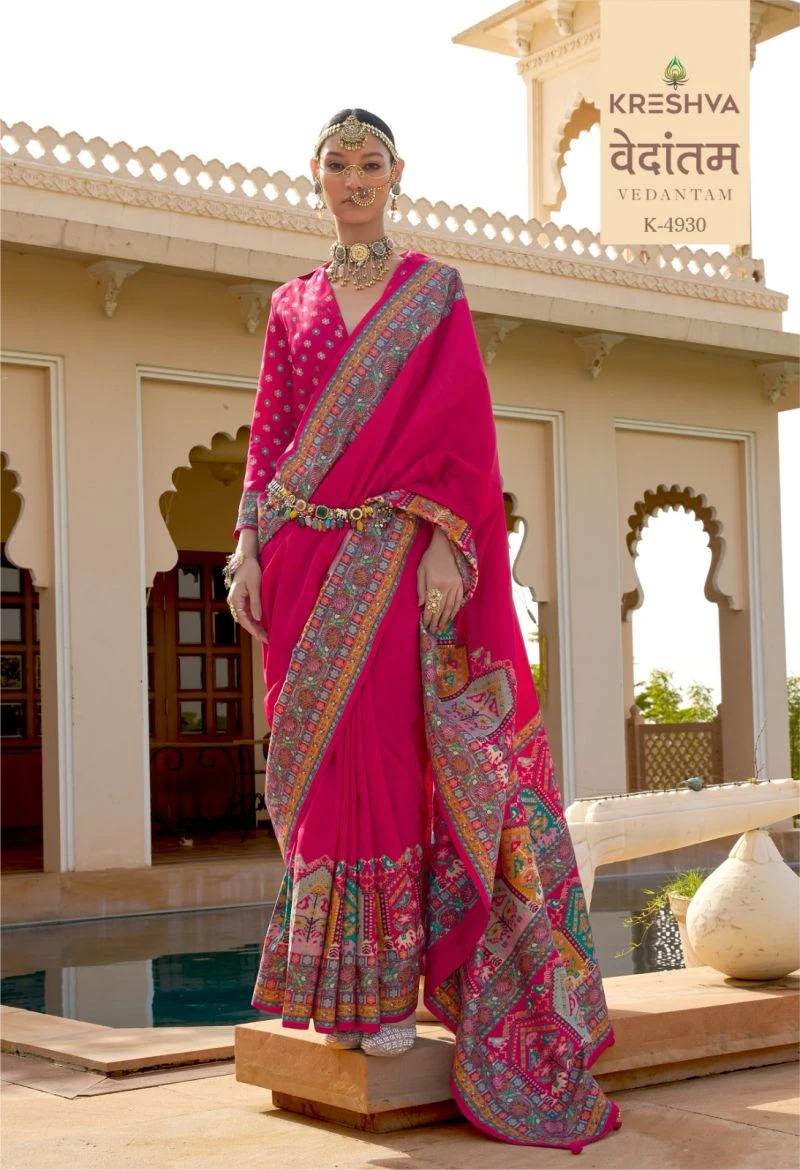 Kreshva Vedantam Mercerized Silk Position Print Designer Saree Collection 2