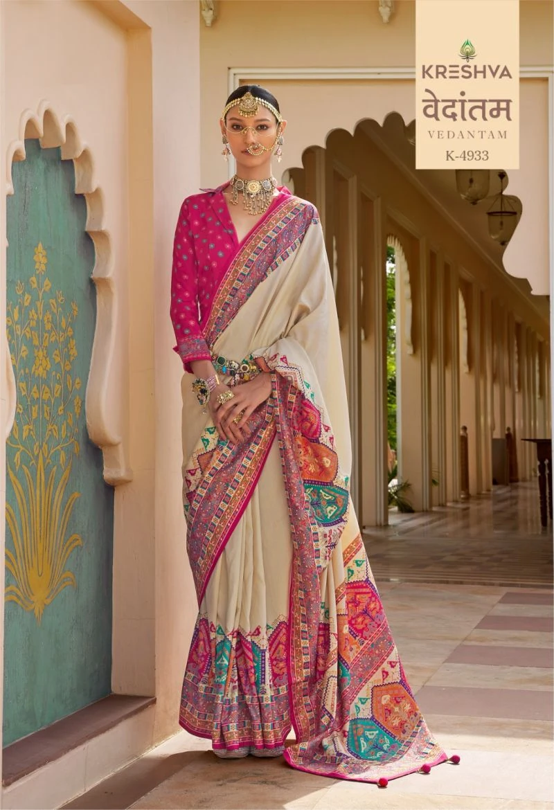 Kreshva Vedantam Mercerized Silk Position Print Designer Saree Collection 6