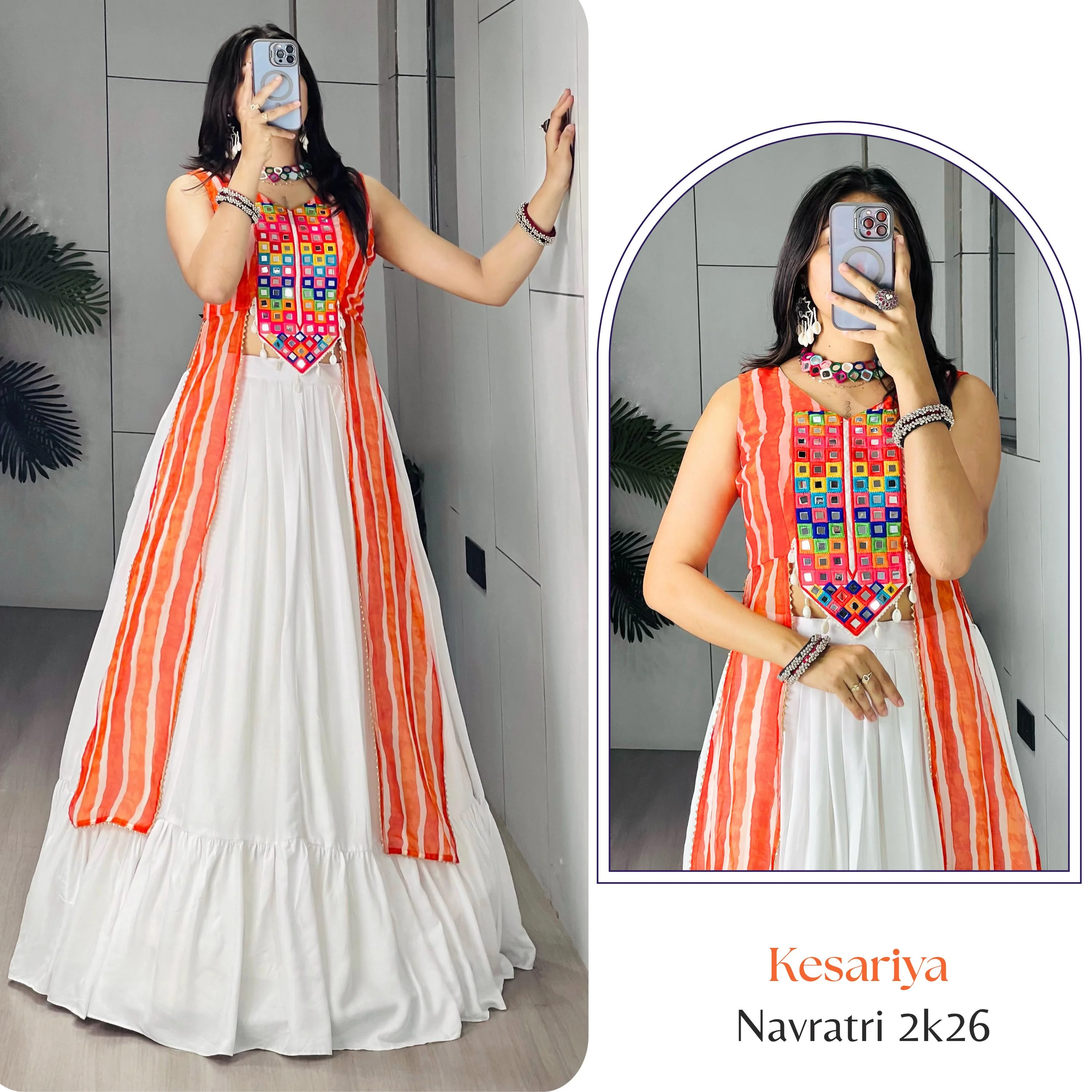 Leheriya Prints Kurtis With Traditional Lehenga Sets 1