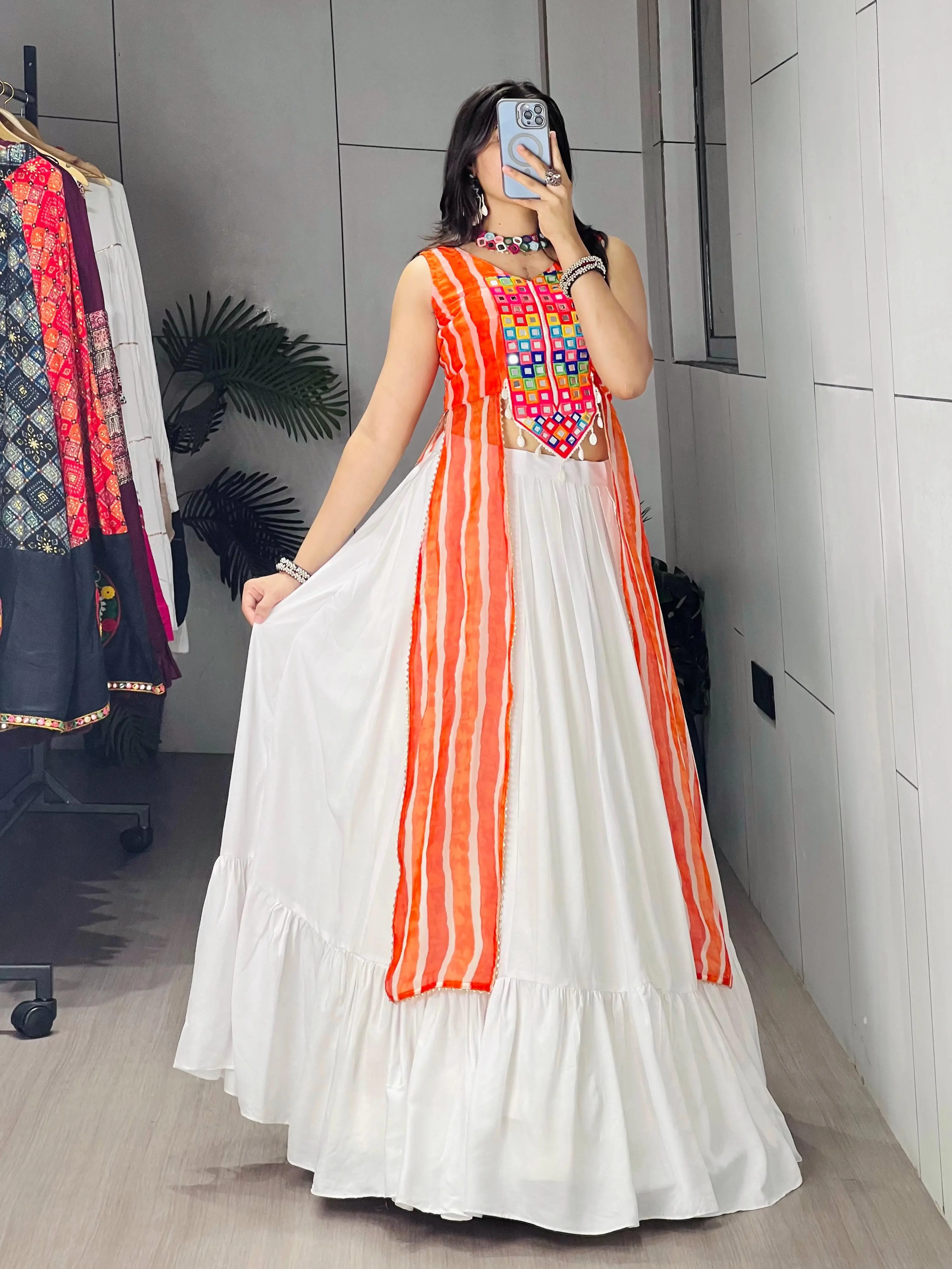 Leheriya Prints Kurtis With Traditional Lehenga Sets 2