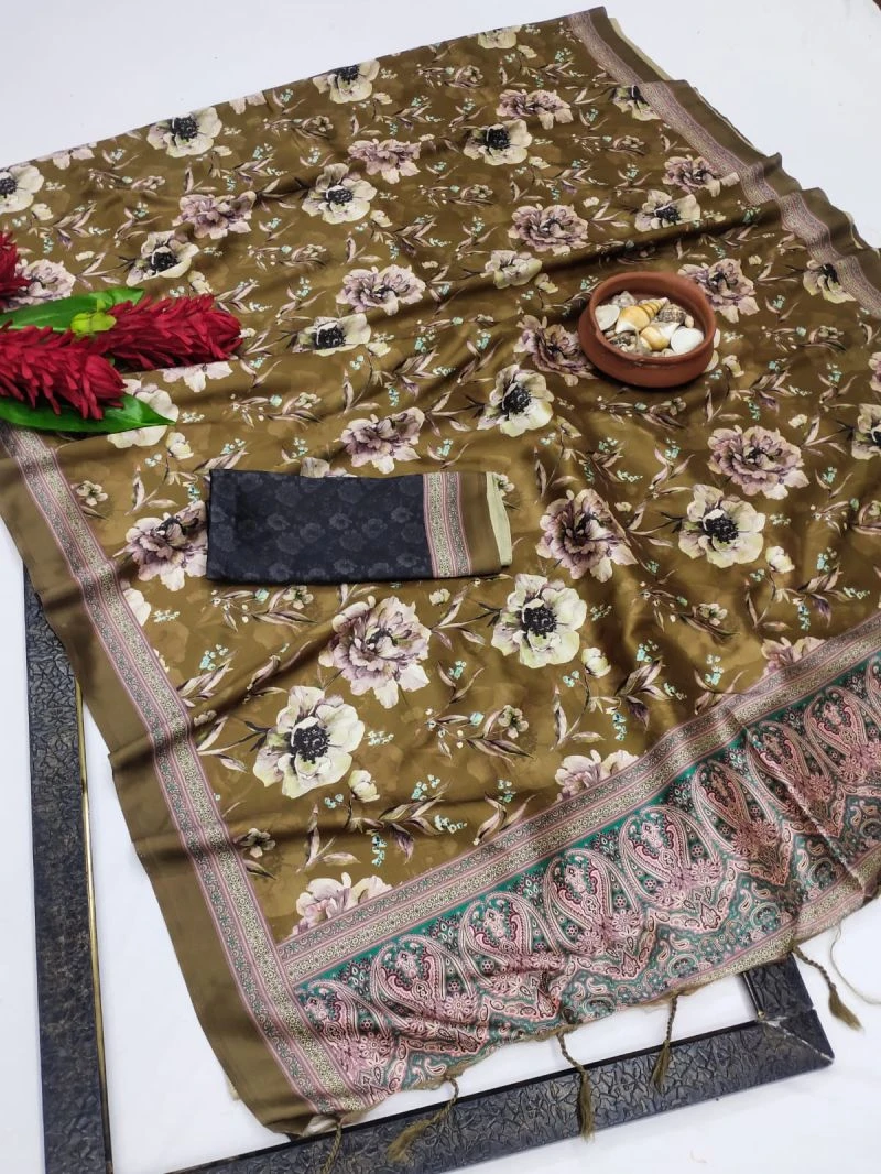 Lime Silk Soft Silk Digital Printed Saree Collection 3