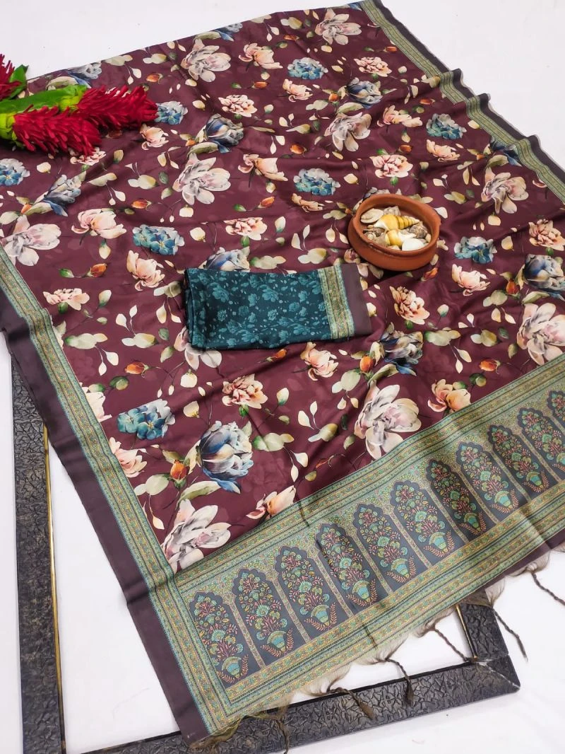 Lime Silk Soft Silk Digital Printed Saree Collection 4