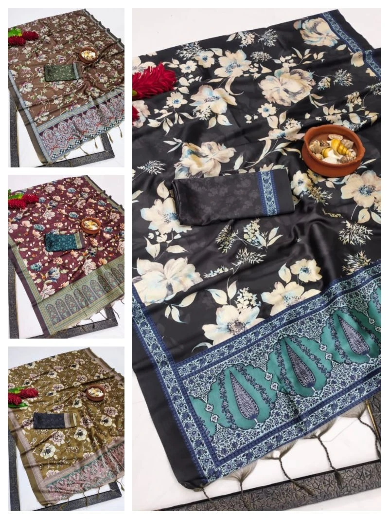 Lime Silk Soft Silk Digital Printed Saree Collection 6
