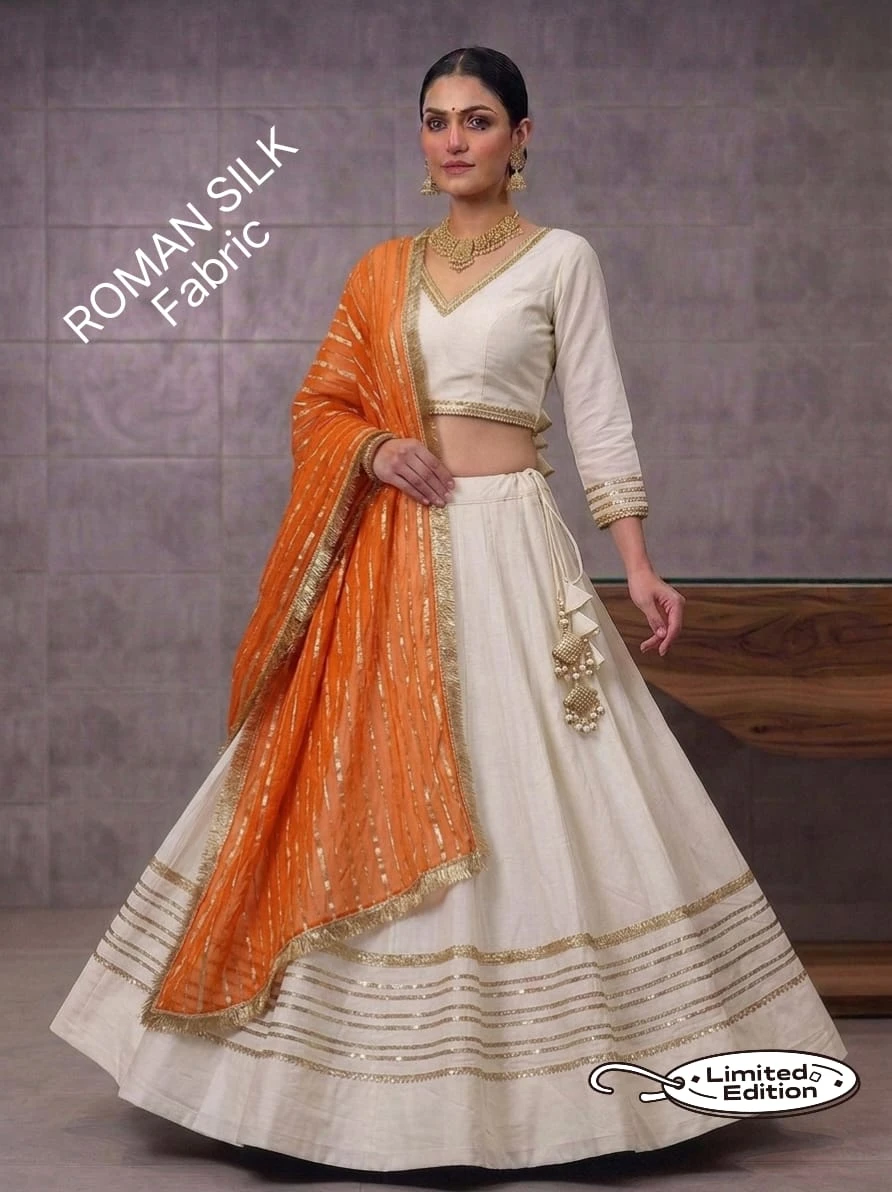 Limited Addition Roman Silk Chaniya Choli With Heavy Gotta And Sequence Lace 10