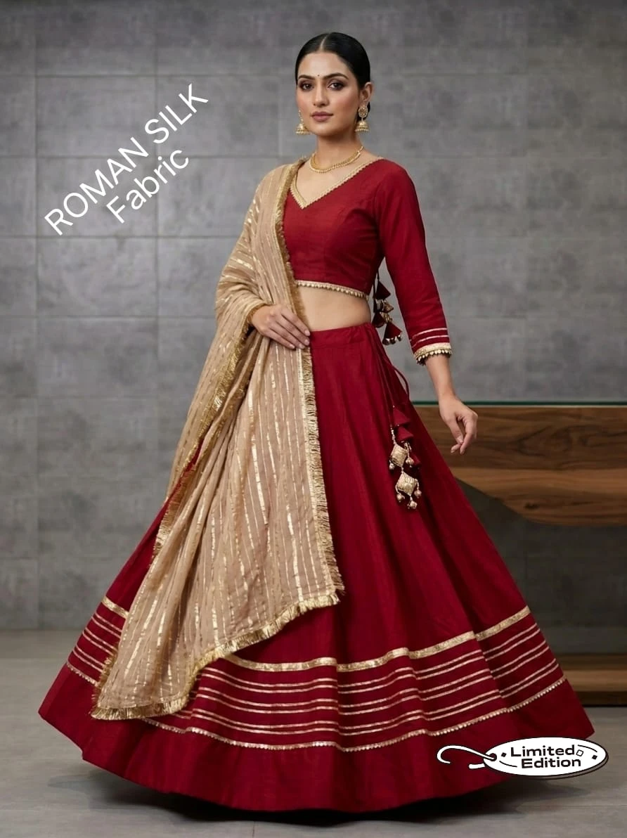 Limited Addition Roman Silk Chaniya Choli With Heavy Gotta And Sequence Lace 11