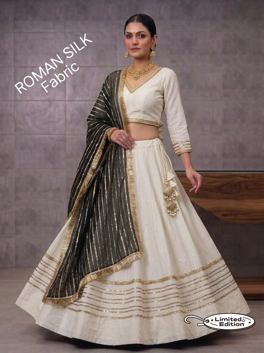 Limited Addition Roman Silk Chaniya Choli With Heavy Gotta And Sequence Lace 12