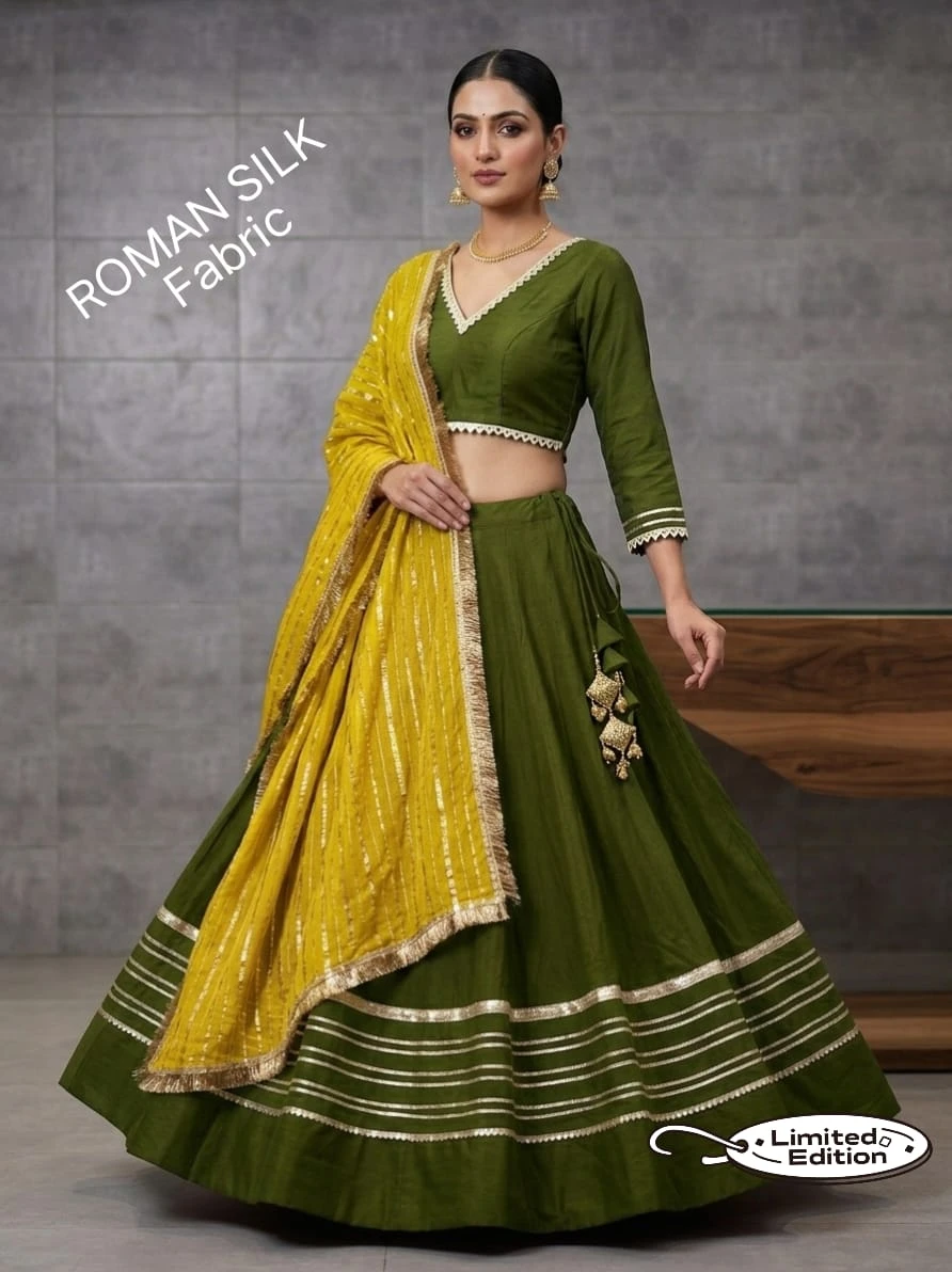Limited Addition Roman Silk Chaniya Choli With Heavy Gotta And Sequence Lace 13