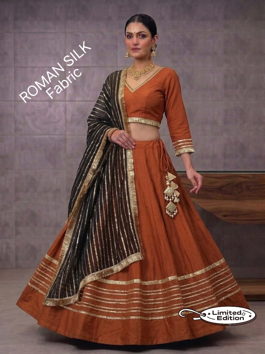Limited Addition Roman Silk Chaniya Choli With Heavy Gotta And Sequence Lace 2