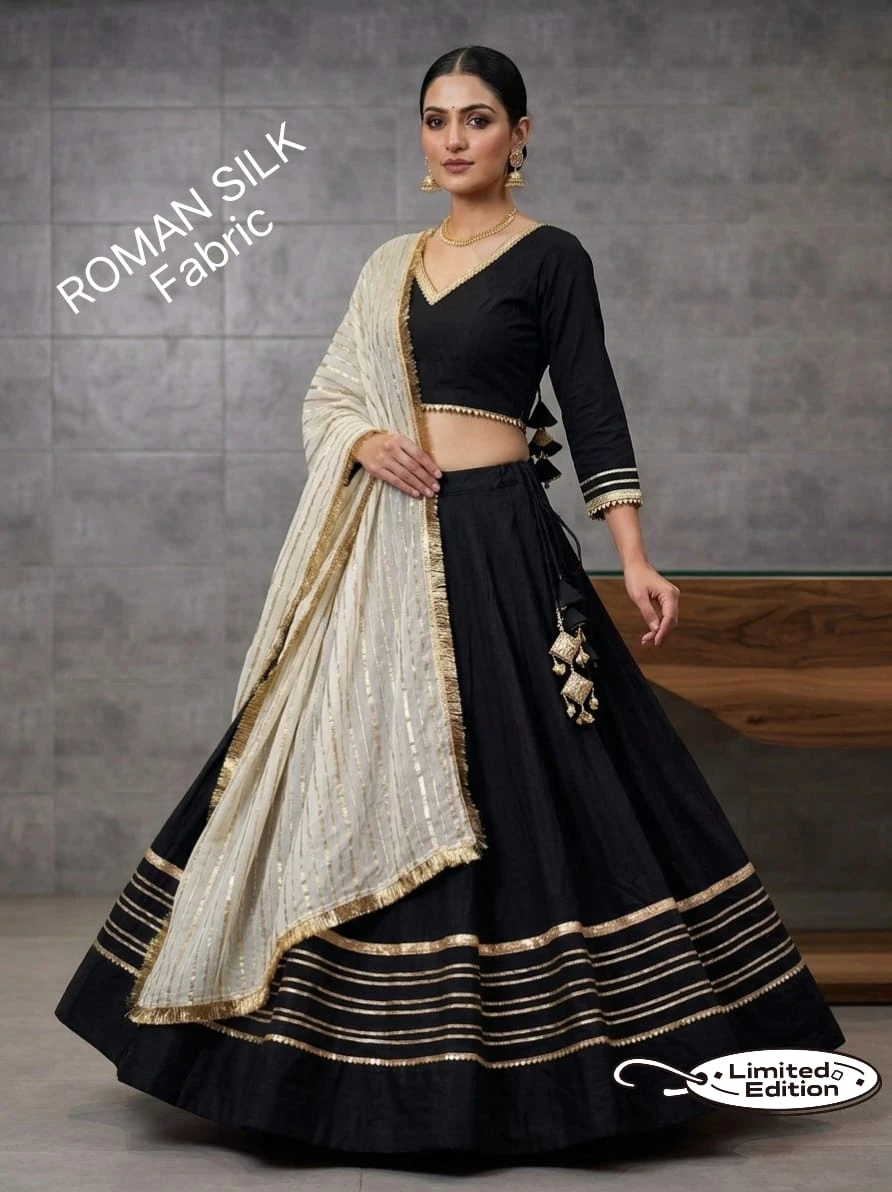 Limited Addition Roman Silk Chaniya Choli With Heavy Gotta And Sequence Lace 3