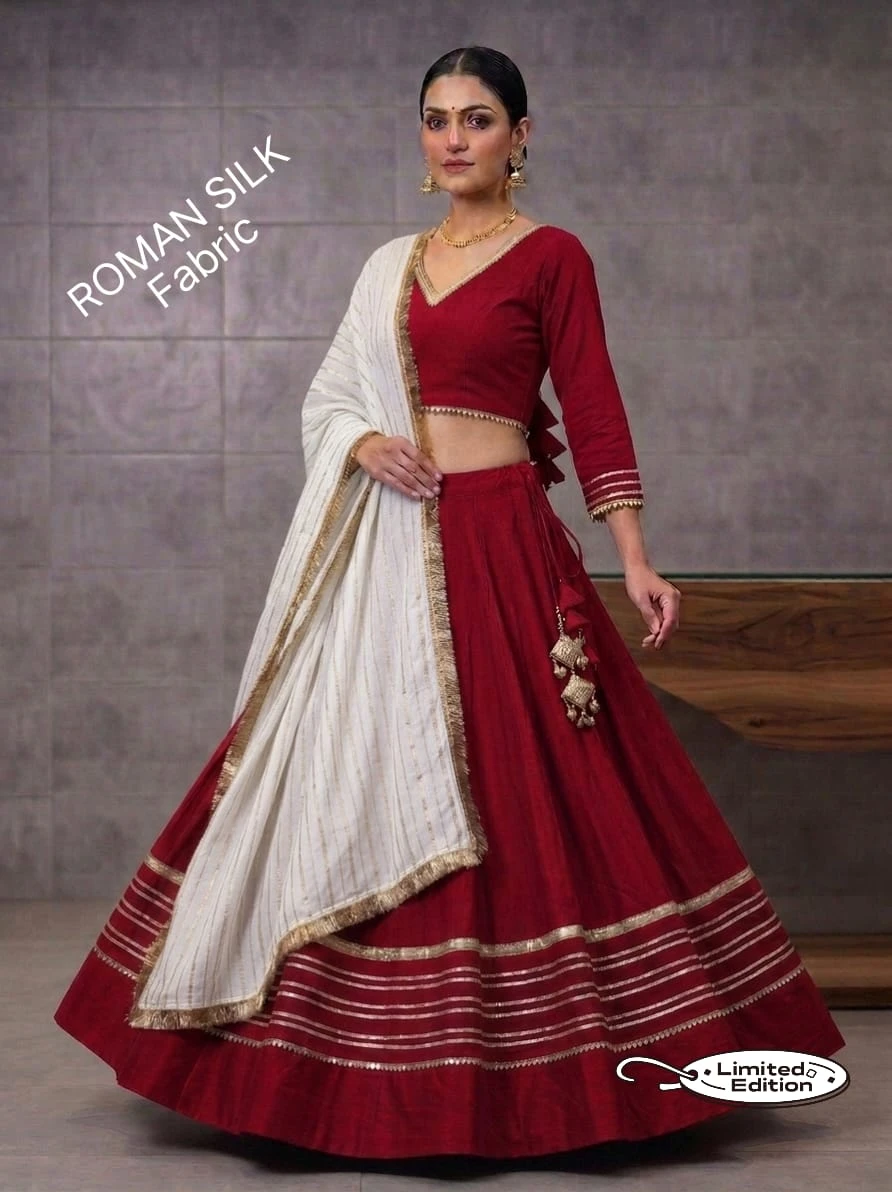 Limited Addition Roman Silk Chaniya Choli With Heavy Gotta And Sequence Lace 5