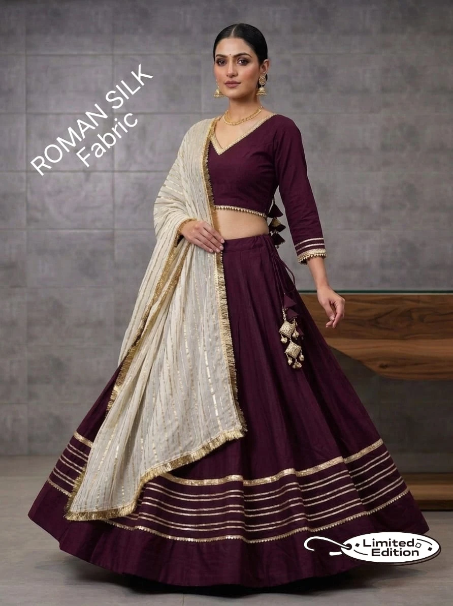 Limited Addition Roman Silk Chaniya Choli With Heavy Gotta And Sequence Lace 7