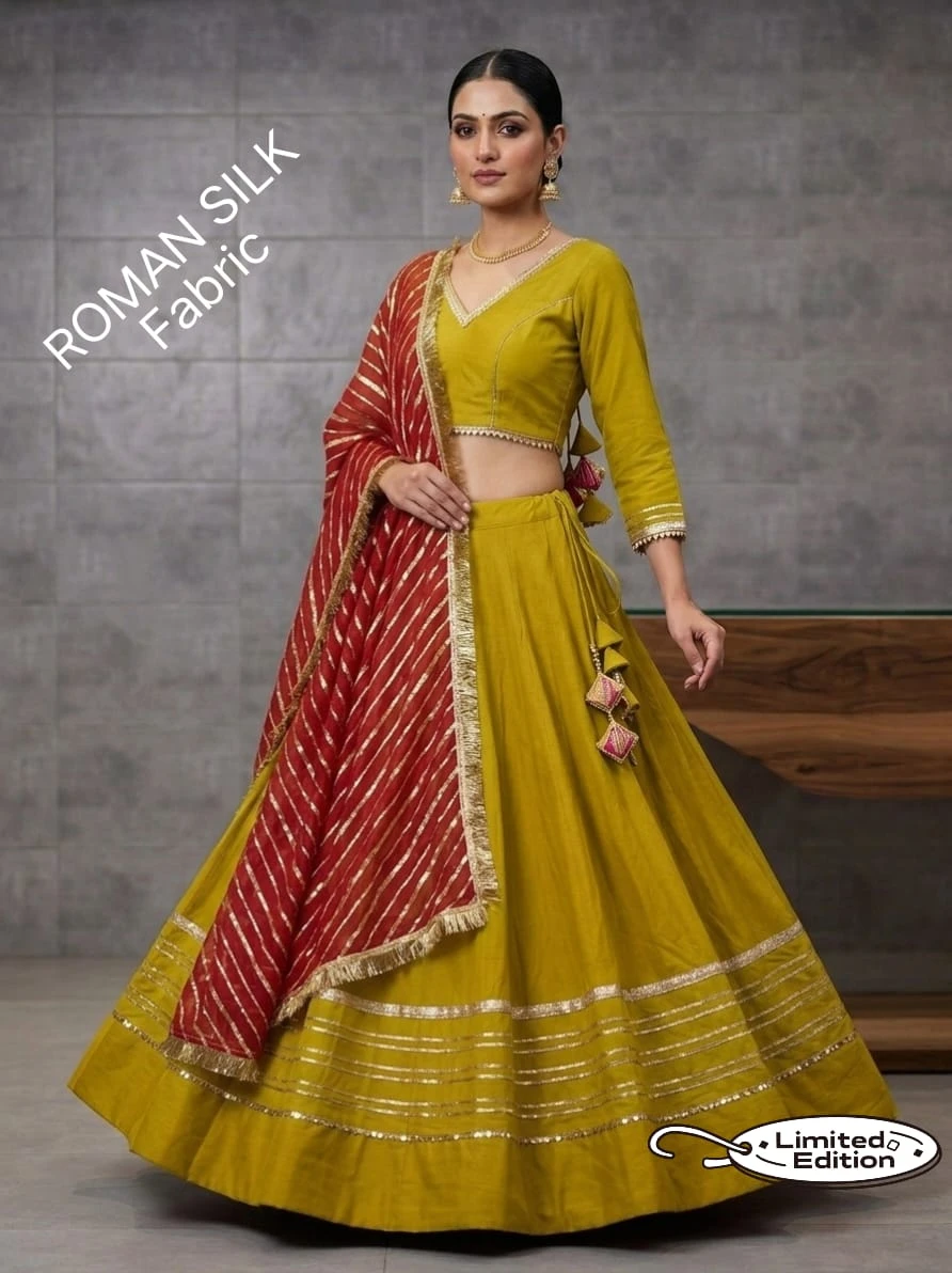 Limited Addition Roman Silk Chaniya Choli With Heavy Gotta And Sequence Lace 8