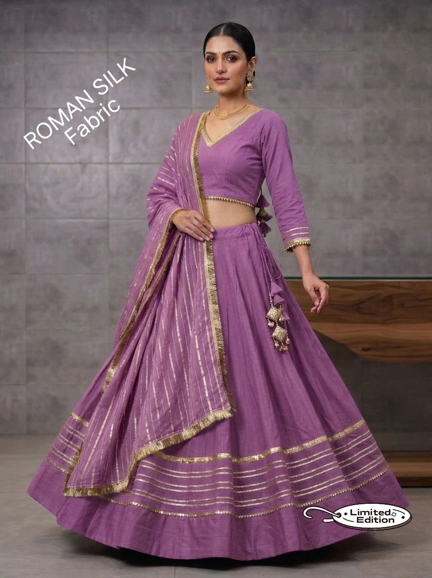 Limited Addition Roman Silk Chaniya Choli With Heavy Gotta And Sequence Lace 9