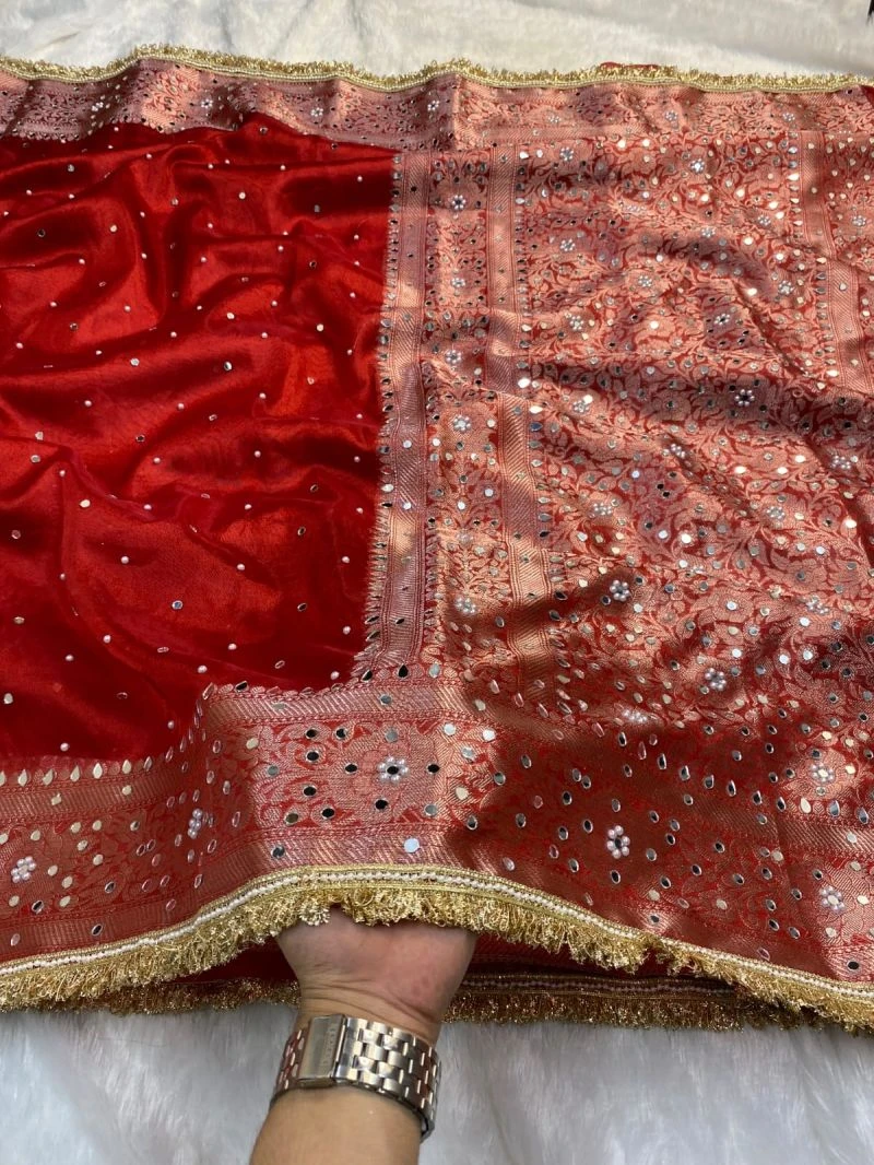 Maharani Bm Soft Tissue Mirror Worked Party Wear Saree Collection 2
