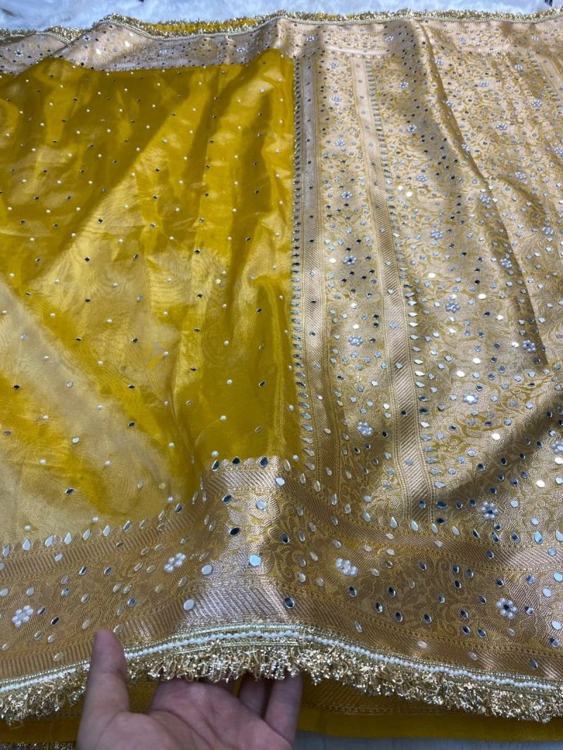 Maharani Bm Soft Tissue Mirror Worked Party Wear Saree Collection 3