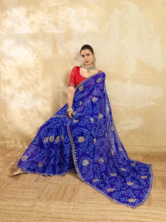 Mahek 228 Georgette Bandhani Printed Party Wear Saree