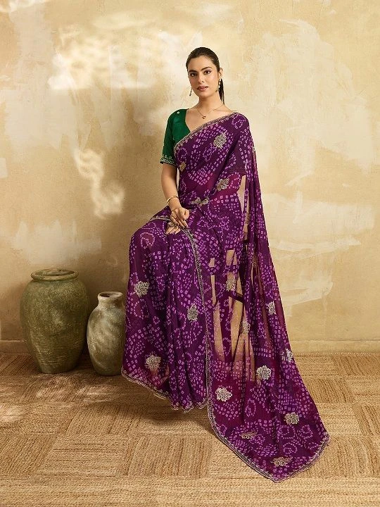 Mahek 228 Georgette Bandhani Printed Party Wear Saree 6