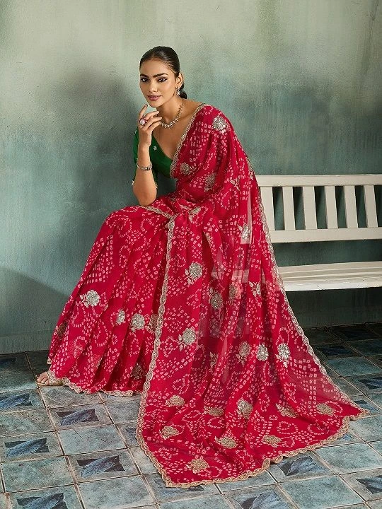 Mahek 229 Georgette Bandhani Printed Party Wear Saree 2