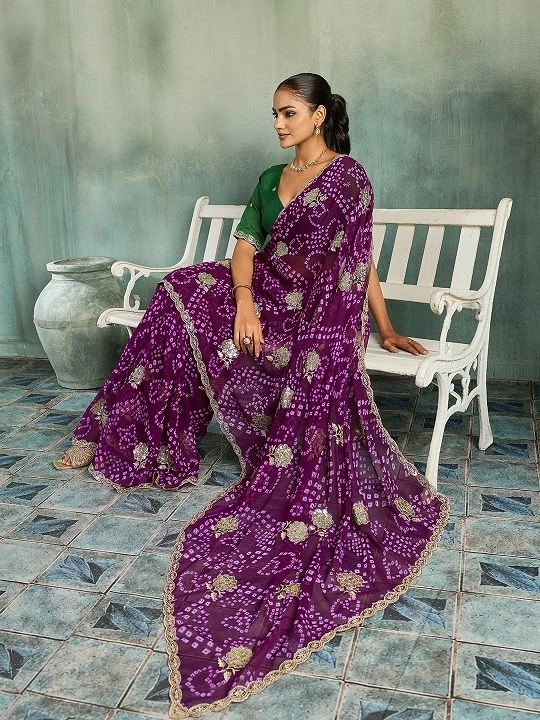 Mahek 229 Georgette Bandhani Printed Party Wear Saree 4