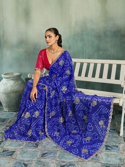 Mahek 229 Georgette Bandhani Printed Party Wear Saree 5