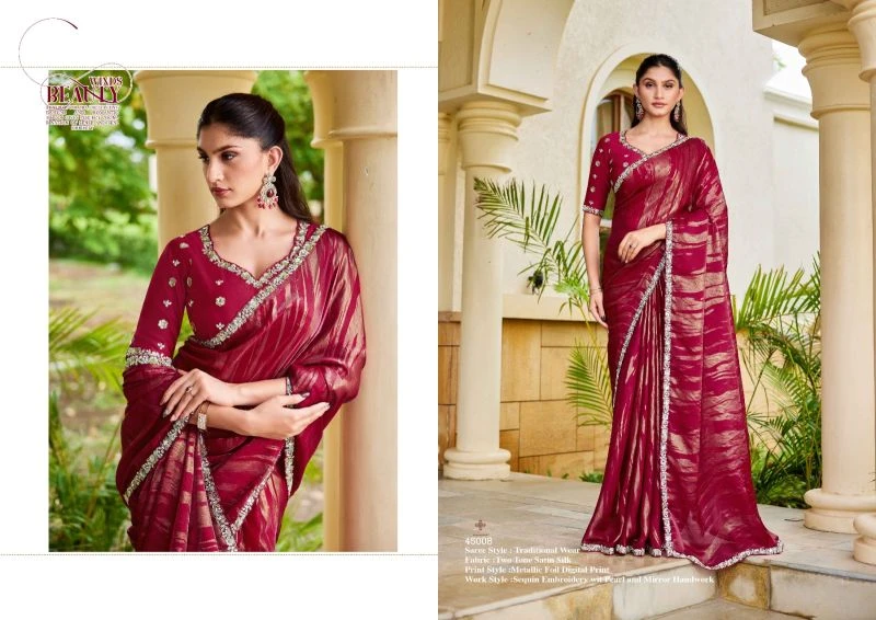 Mahotsav Norita 45000 Iris Two Town Satin Silk Designer Saree Collection 15