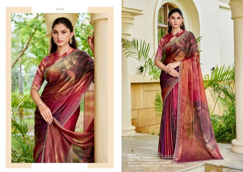 Mahotsav Norita 45000 Iris Two Town Satin Silk Designer Saree Collection 17