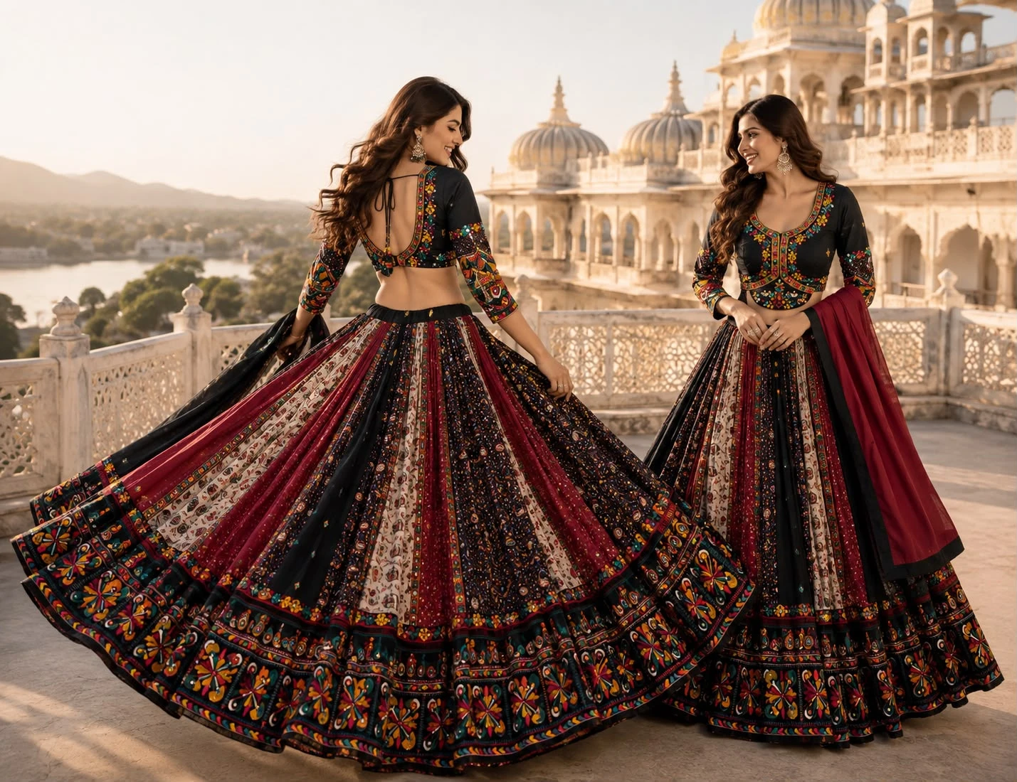 Mastani Pure Ajrakh Cotton Lehenga Choli With Manual Mirror And Kutchhi Work