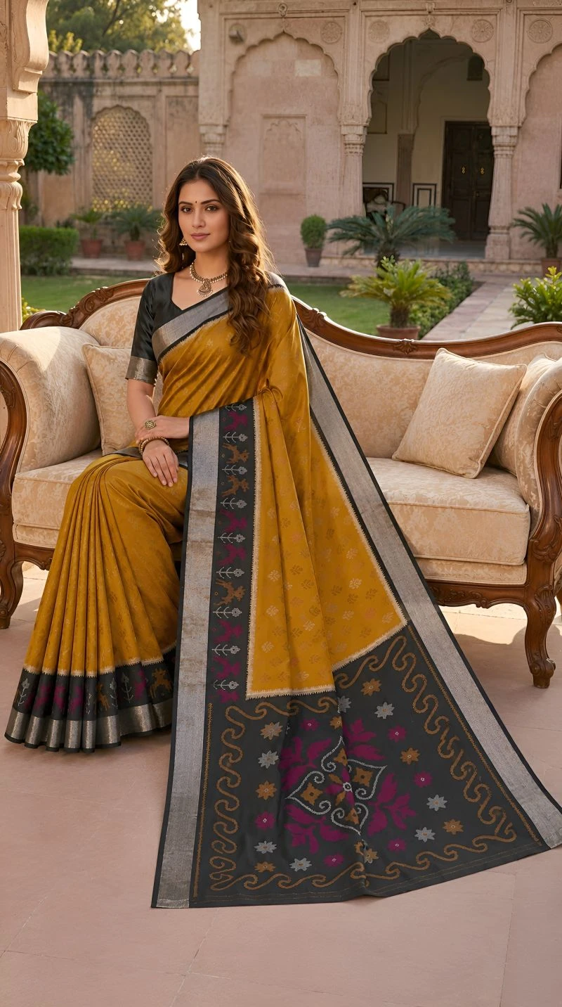 Mb 38 J Pochampalli Soft Silk Blend Traditional Ikkat Saree Collection 1