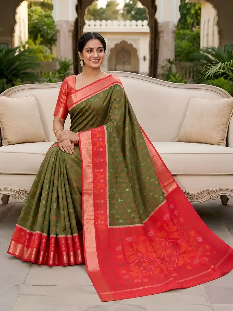 Mb 38 J Pochampalli Soft Silk Blend Traditional Ikkat Saree Collection 5