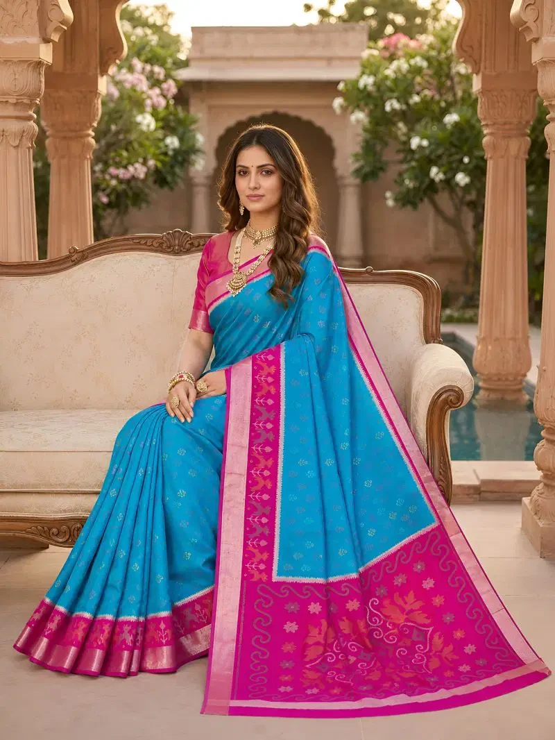 Mb 38 J Pochampalli Soft Silk Blend Traditional Ikkat Saree Collection 9