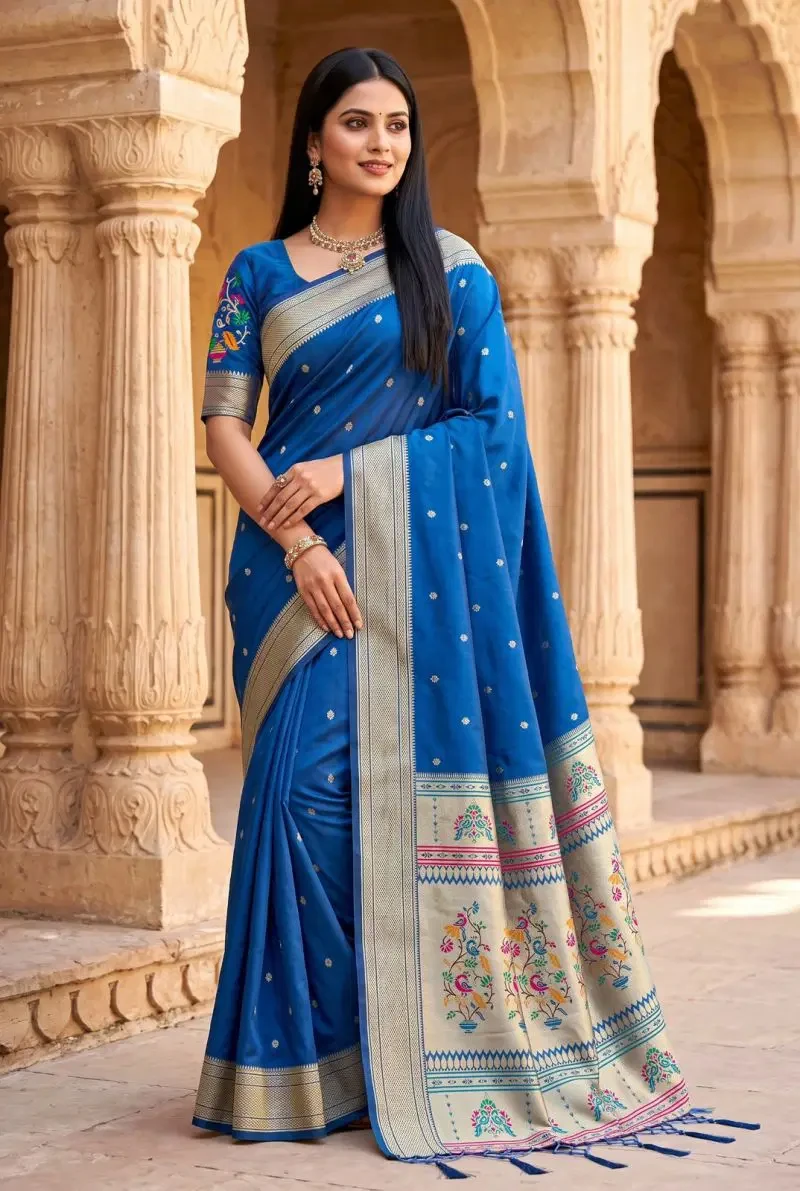 Mb 6182 Lustrous Silk Woven Butti Motifs Saree Collection