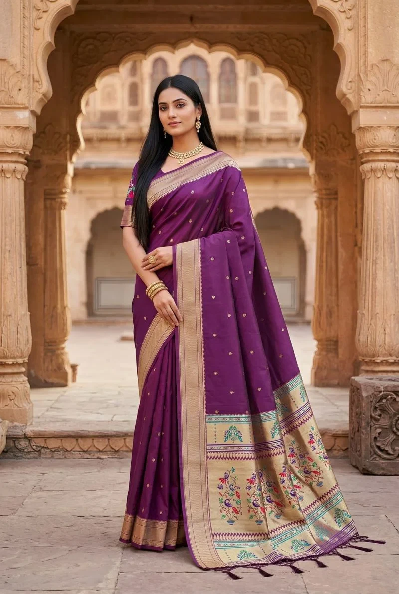 Mb 6182 Lustrous Silk Woven Butti Motifs Saree Collection 2