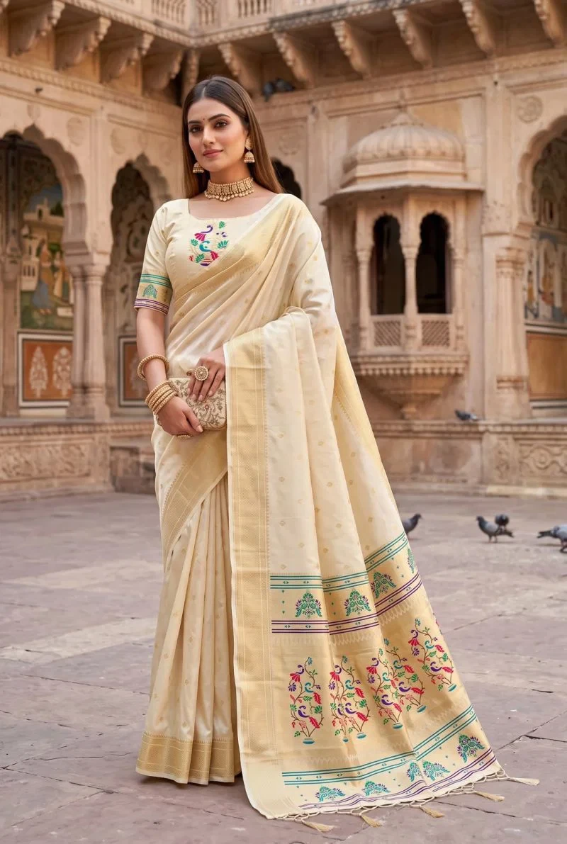 Mb 6182 Lustrous Silk Woven Butti Motifs Saree Collection 4
