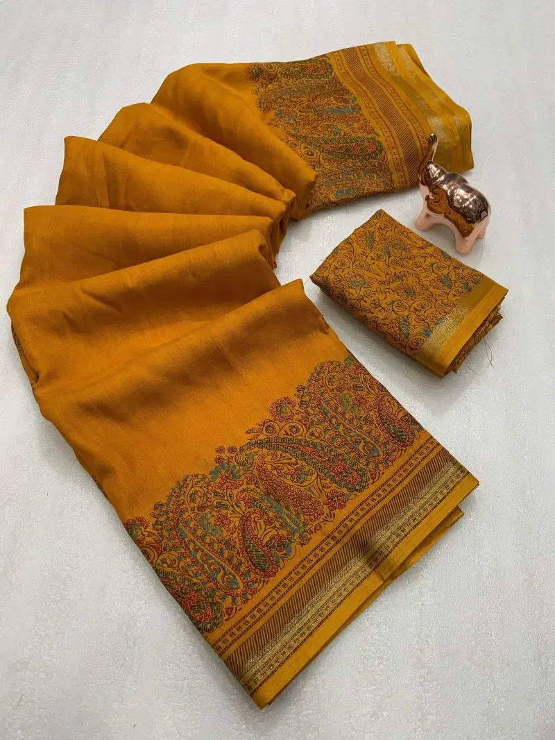 Md Apple 1 Tusser Silk Jacquard Printed Saree Collection
