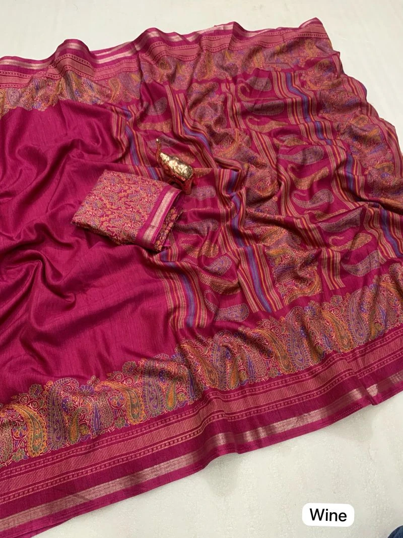 Md Apple 1 Tusser Silk Jacquard Printed Saree Collection 13