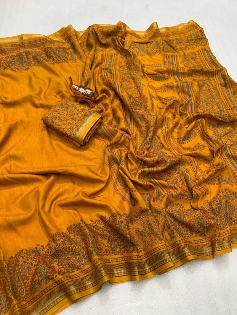 Md Apple 1 Tusser Silk Jacquard Printed Saree Collection 17